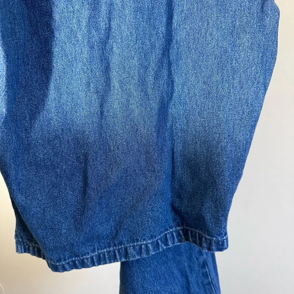 Vintage 90’s Agapo Embroidered American flag denim cropped overalls sizeXL - Picture 12 of 15
